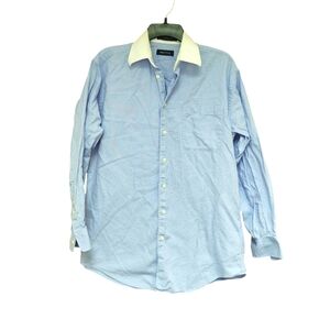 EUC Men's Nautica Blue and White Button-Up Shirt Size M 15/32-33.